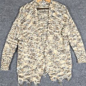 BKE Textured Knit Cardigan Sweater Multi Color Open Front Distressed‎ Size Small